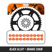 Chain and Alloy Sprocket kit | Black Alloy Rear Sprocket | 11/42T