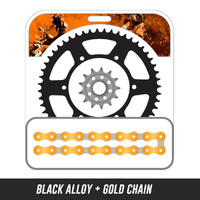 Chain and Alloy Sprocket kit | Black Alloy Rear Sprocket | 14/48T