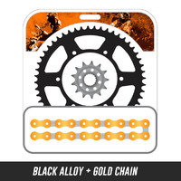 Chain and Alloy Sprocket kit | Black Alloy Rear Sprocket | 14/50T