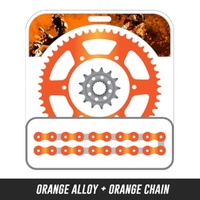 Chain and Alloy Sprocket kit | Orange Alloy Rear Sprocket | 13/46T