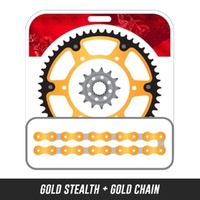 STEALTH Chain and Sprocket Kit | Gold Chain | Gold Stealth Rear Sprocket | 13/49T