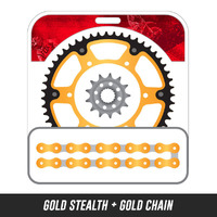 STEALTH Chain and Sprocket Kit | Gold Chain | Gold Stealth Rear Sprocket | 13/51T