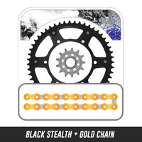 STEALTH Chain and Sprocket Kit | Gold Chain | Black Stealth Rear Sprocket | 13/51T