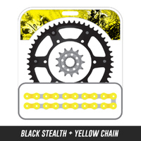 STEALTH Chain and Sprocket Kit | Yellow Chain | Black Stealth Rear Sprocket | 13/49T