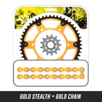 STEALTH Chain and Sprocket Kit | Gold Chain | Gold Stealth Rear Sprocket | 13/50T