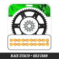 STEALTH Chain and Sprocket Kit | Gold Chain | Black Stealth Rear Sprocket | 13/50T