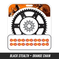 STEALTH Chain and Sprocket Kit | Orange Chain | Black Stealth Rear Sprocket | 13/52T