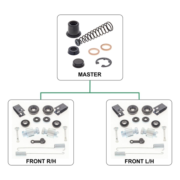 Front Brake Master+Slave Cylinder Rebuild Kit for YAMAHA YFM350U 2X4 1996-1998