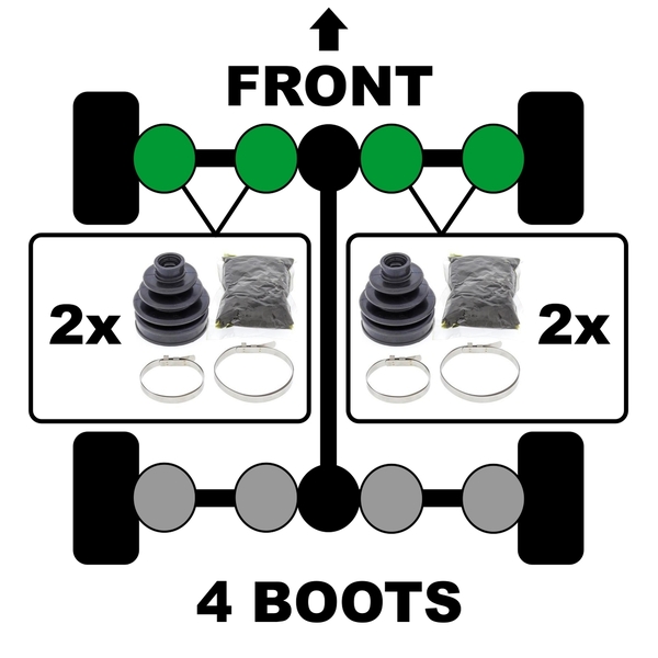 Front Inner Outer CV Boots Set for Suzuki LT-A400F FSI KING QUAD 2010-2019