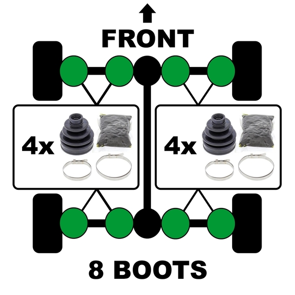 Front Rear Inner Outer Full CV Boots Set for Polaris 1000 SPORTSMAN XP 2018-2020
