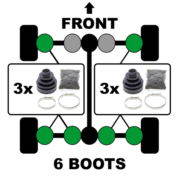 Front Outer Rear Inner Outer CV Boots Set for Polaris 500 SPORTSMAN HO 2002-04