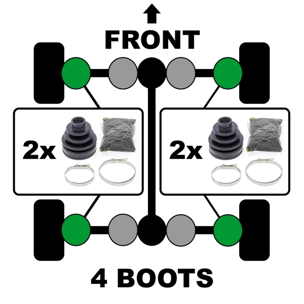 Front Rear Outer CV Boots Set for Honda TRX500FA 2018-2019