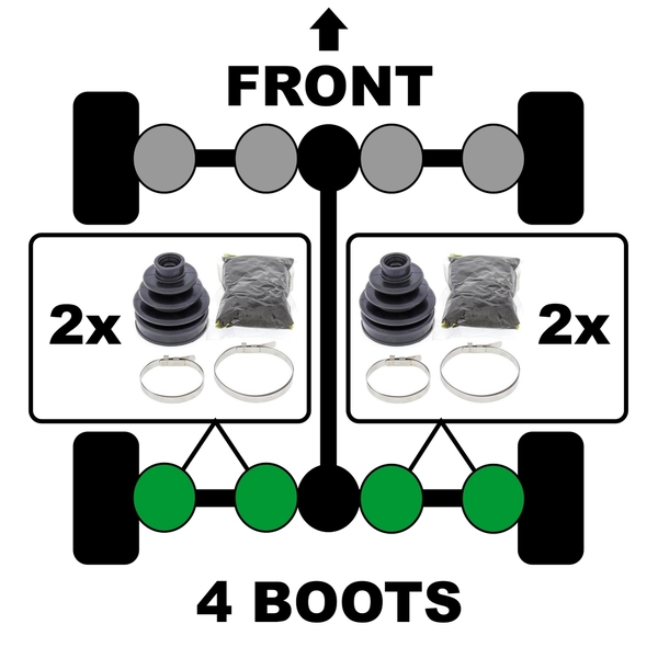 Rear Inner Outer CV Boots Set for Polaris 455 DIESEL 4X4 2001