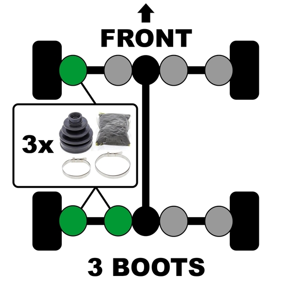 Front Outer Rear Inner Rear Outer CV Boots for Polaris 500 WORKER 4X4 1998-1999