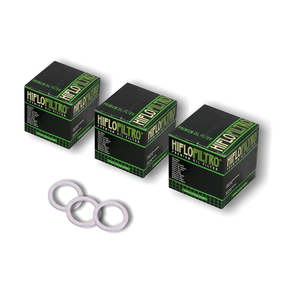 HiFlo Oil Filter 3 Pack + Crush Washers for SUZUKI SP400 1978, 1980