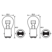 Pair Stop Tail Light Bulbs | 6V 21/5W | Standard Offset Bayonet Pins Base Bay15D
