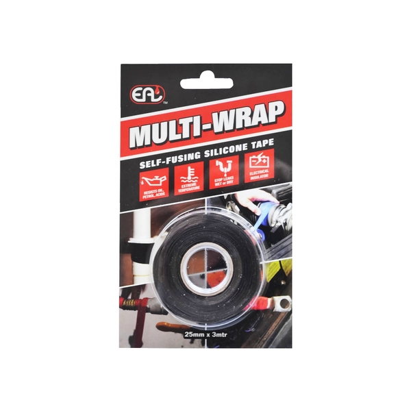 Multi-Wrap Self Fusing Silicone Tape for Pipe Repair - Black 25mm x 3m