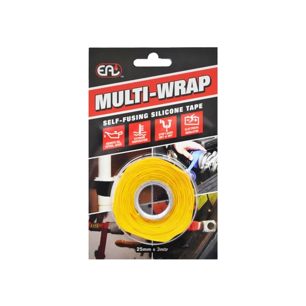 Multi-Wrap Self Fusing Silicone Tape for Pipe Repair - Yellow 25mm x 3m