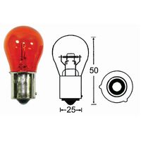 One Indicator bulb 12V 21W amber offset pins
