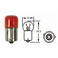 One Indicator bulb small head 12V 10W amber offset pins