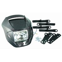 On/offroad Glass Headlight Halo Carbon Look 