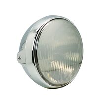 Full Chrome Headlight  7" | 180mm | Side Mount | Mirror Lens | Uses H4 Bulb