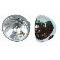 Replacement Motorcycle Chrome Headlight 7 Inch H4 Bulb Type Custom Cafe Racer