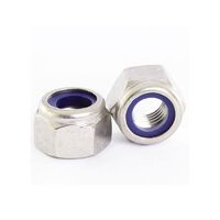 WHITES NUT NYLOC 5mm 8mm AF PKT=50 (thread pitch 5 x 0.8)
