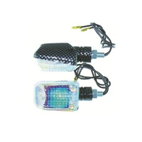 Pair Custom Universal Motorcycle Indicators Mini GSXR Carbon Look Lazer Lens