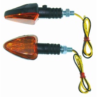 Pair Custom Universal Motorcycle Indicators Arrowhead Vented Black 37Mm X 82Mm