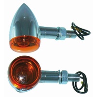 Pair Custom Universal Motorcycle Indicators Mini Chrome Bullet 38Mm X 62Mm