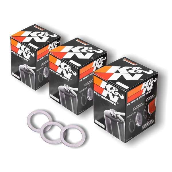 K&N Oil Filter 3 Pack + Washers for TRIUMPH 1200 TIGER EXPLORER XR 2016-2019