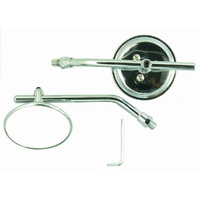 Two 3" 75mm Chrome Mirror 10mm Thread | Custom |Bobber |Scrambler |Old School 