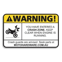 Warning Sticker - Crash Zone by Moto Hardware (90x60mm)