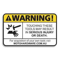 Warning Sticker - Don't Touch Tool Box by Moto Hardware (90x60mm)