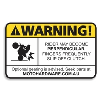 Warning Sticker - Rider Perpendicular by Moto Hardware (90x60mm)
