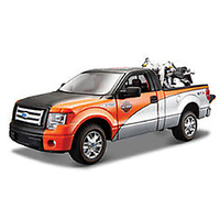 1.27 Ford F-150 2010 With FLSTF Fat Boy Model Toy