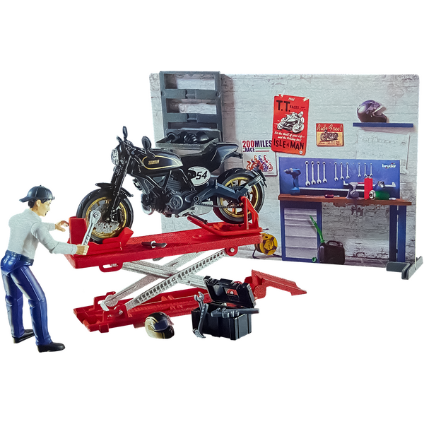1:18 SERVICE CENTRE WITH DUCATI CAFE RACER