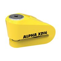 Alpha XD14 Stainless Disc Lock (14mm Pin) Yellow For Motorbike or Scooter
