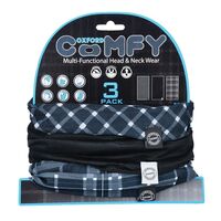 Oxford Comfy Neck Scarf Gaiter Tube Black & White Tartan 3 Pack