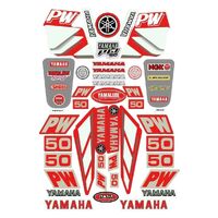 Sticker Kit For Yamaha PW50 | Red Silver | Pre Cut | Peel n Stick