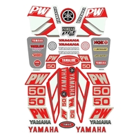 Sticker Kit for Yamaha PW50 1981 to 2022 | Peewee | Red Silver | Pre Cut