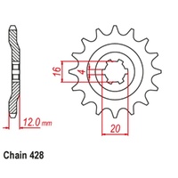 MTX Standard Front Sprocket 14T for Yamaha AG100 1970-2017