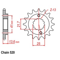 MTX Standard Front Sprocket 15T for Kawasaki ZX-6R (ZX636) 2003 2004 2005 2006