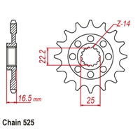 MTX Optional Front Sprocket 14T for DUCATI 1100 S HYPERMOTARD 2007-2009