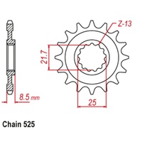 MTX Standard Front Sprocket 15T for Kawasaki Z1000 ABS (ZR1000) 2010-2020