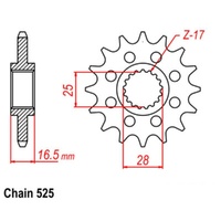 MTX Standard Front Sprocket 16T for KTM 990 SUPER DUKE R 2008-2013