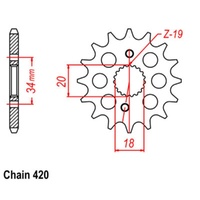 MTX Standard Front Sprocket 15T for Honda CRF150R Small Wheel 2007-2018
