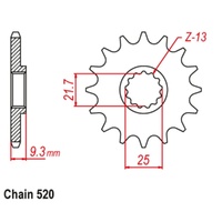 MTX Standard Front Sprocket 14T for Kawasaki NINJA 300 SE ABS 2013-2015