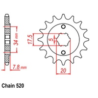 MTX Optional Front Sprocket 15T for Honda XR250R 1988-1995